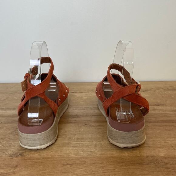 Miz Mooz Stella Platform Rust Brown Suede Leather Sandal Size 37 /US 6.5-7 Boho - Picture 4 of 8